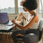 a woman working online from home