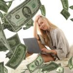 a woman with money