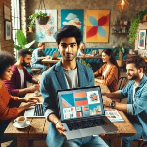 a freelancer showcasing his portfolio